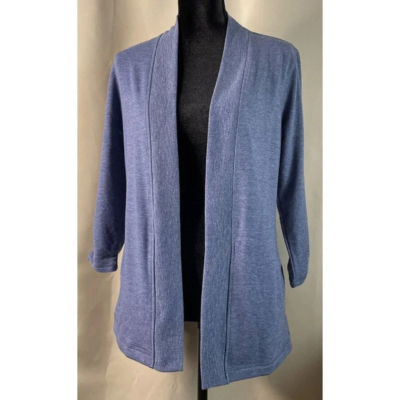 T By Talbots Blue Open Cardigan Activewear Jacket‎ Long Sleeve Small Petite - Picture 1 of 7